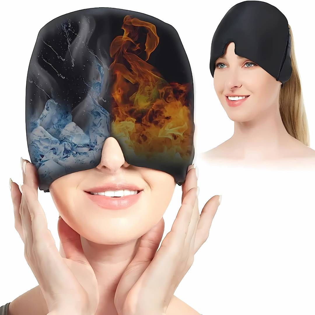 MigraSoothe Gel Hood Instant Headache and Migraine Relief | Cooling Comfort, Pressure Therapy & Light Blocking for Anytime Use