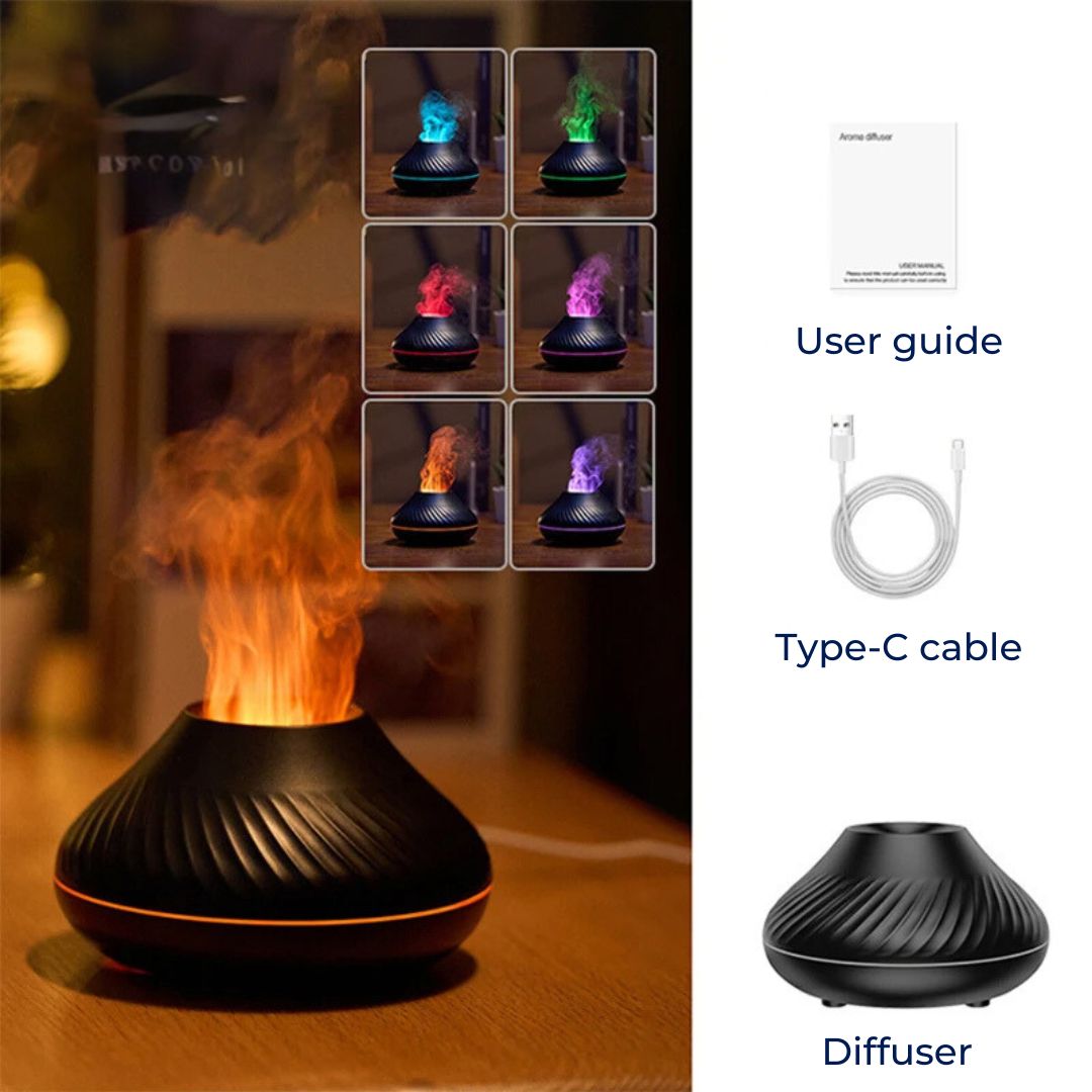 FlameGlow Air Humidifier Aromatherapy Diffuser | Adds Moisture - Relieves Dry Air - Helps to Relax - Quiet Diffuser for Home or Office