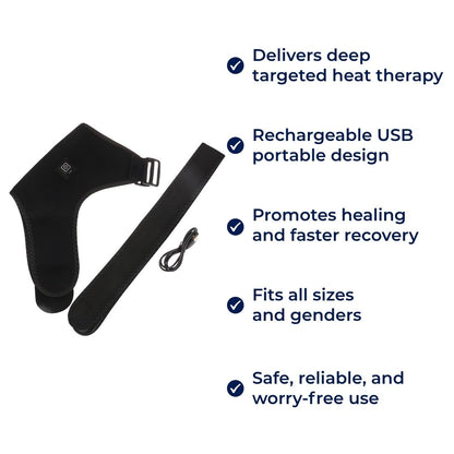ThermRelief | Heated Shoulder Wrap – Pain Relief & Muscle Relaxation – USB-Powered Lightweight Brace – For Men & Women Everyday Comfort