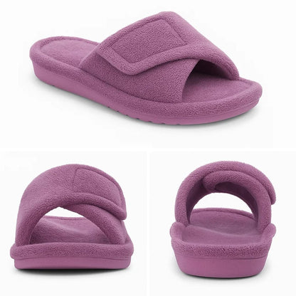 ComfiArch | Arch Support Slippers – Plush Lined House Shoes – Adjustable Strap Non-Slip Sole – Pain Relief & All-Day Comfort for Tired Feet