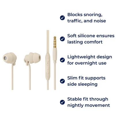 SomniSil | Sleep Earphones – Noise-Cancelling – Ergonomic Silicone – For Side Sleepers – Blocks Snoring & Traffic – All-Night Comfort