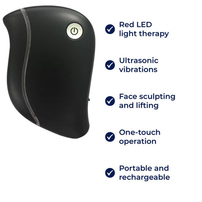 GlowLift | Face Sculpting Tool – Ultrasonic Vibrations – Red LED Light – Anti-Ageing for Women