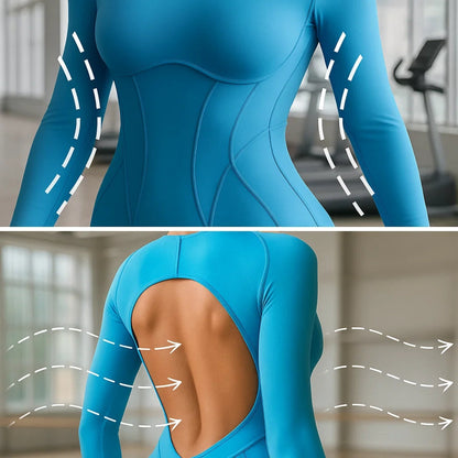 FitCurve | Women’s Fitness Bodysuit – Open Back Ventilation – Breathable Lightweight Fabric – Stay Cool, Move Freely, Train Harder