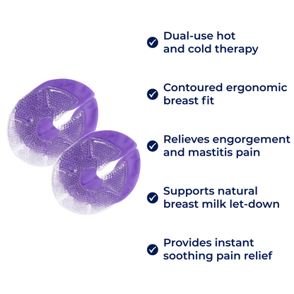 NurseEase | Breast Therapy Gel Pads – Engorgement Relief – Hot & Cold Contoured Gel Design – Comfort & Pain Relief for Nursing Mums