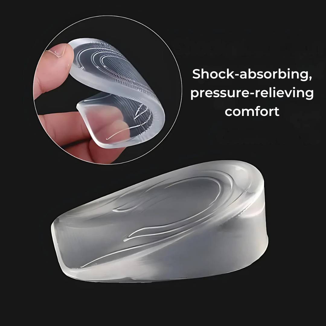 LiftComfort Silicone Gel Heel Lifting Inserts | Height Increase - Pain Relief for Plantar Fasciitis - Shock Absorption - Better Posture