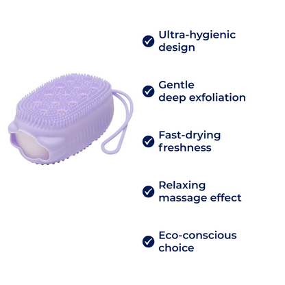 PureGlow | Silicone Body Scrubber – Hygienic Deep Exfoliation – Soft Fast-Dry Silicone – Gentle Massage – Sensitive Skin Daily Use