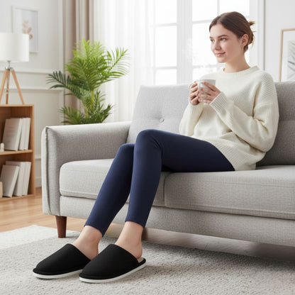 HomeHug | Warm Non-Slip House Slippers – Cushioned Closed-Toe Design – Prevent Cold Floors – All-Day Comfort & Foot Support for Adults