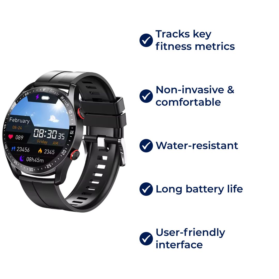 FitTrack | Non-Invasive Fitness Smart Watch - Tracks Physical Activity - Heart Rate - Sleep - Workout - Water Resistant