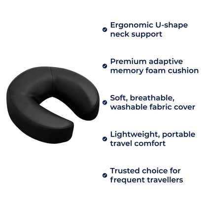 NeckEase | Memory Foam Travel Pillow – Neck Pain Relief – Ergonomic U-Shape Support – Lightweight Comfort for Flights & Long Journeys