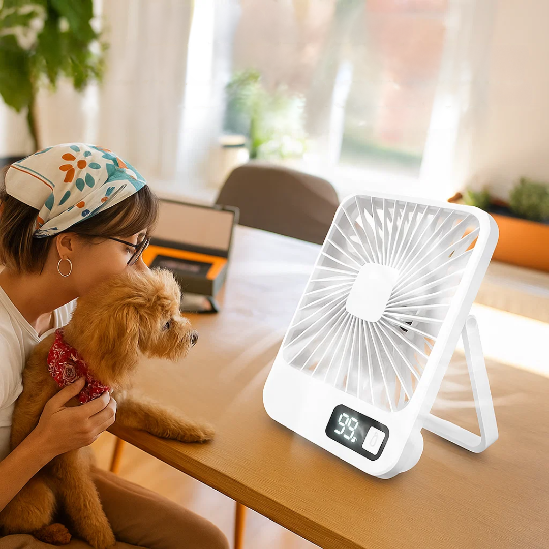 CoolFold | USB Desk Fan – Quiet 5-Speed Air Circulator – Foldable Compact Design – Portable Cooling Relief for Home Office Bedroom Travel