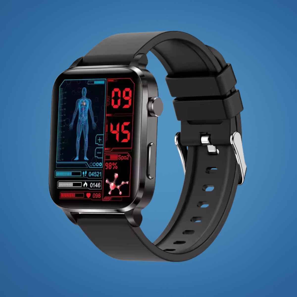 GlucoWell | Non-Invasive Diabetes Smartwatch – Blood Sugar Monitor – HD Display – Pain-Free Glucose Tracking for Adults