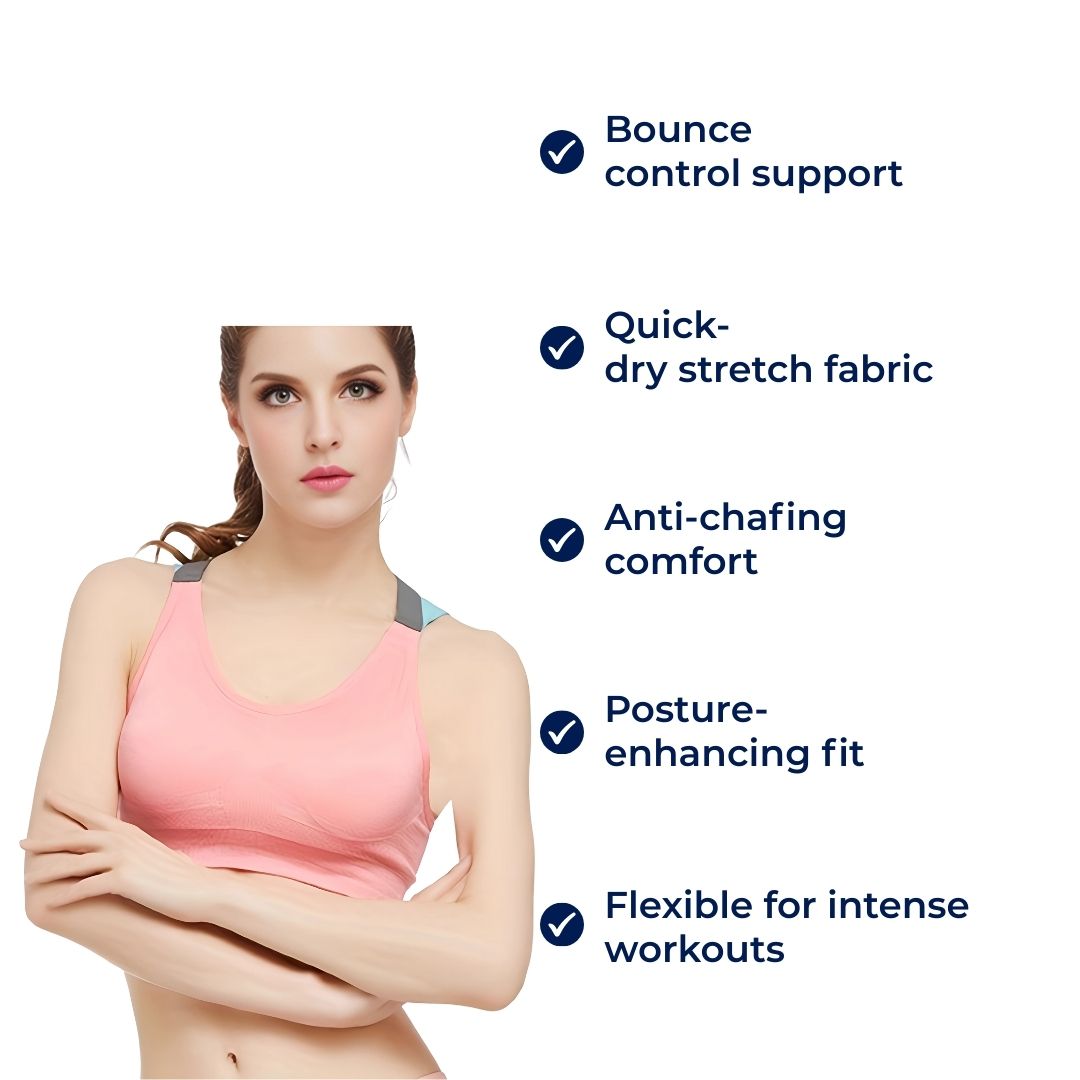 BounceBlock | High-Impact Sports Bra – Bounce Control Support – Quick-Dry Stretch Fabric – Reduces Bounce & Chafing for Intense Workouts