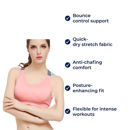 BounceBlock | High-Impact Sports Bra – Bounce Control Support – Quick-Dry Stretch Fabric – Reduces Bounce & Chafing for Intense Workouts