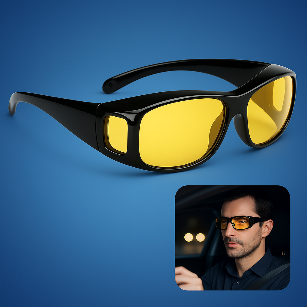 DriveBright Night Driving Clarity Glasses | Enhanced Vision - Anti-Glare Glasses - UV Protection - Reduced Eye Strain During Night Drives