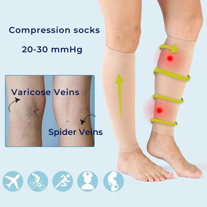 ComfortFlow Support Socks | Soft Highly Elastic Calf Compression - for Muscle Recovery and Circulation Enhancement