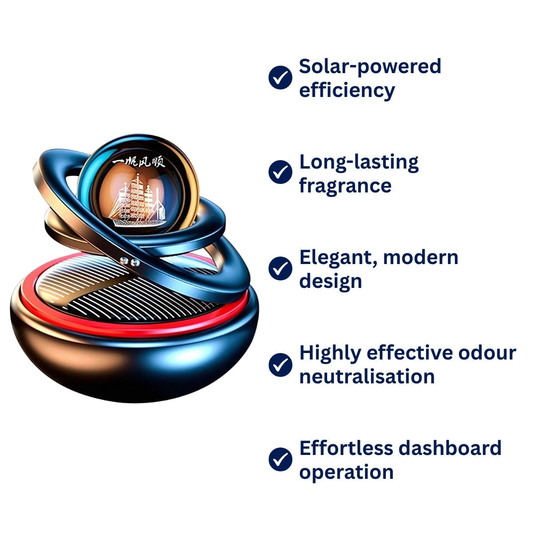 EcoFresh | Solar Car Air Freshener – Odour Elimination – Continuous Fragrance – Stylish Dashboard Design – No Batteries Needed