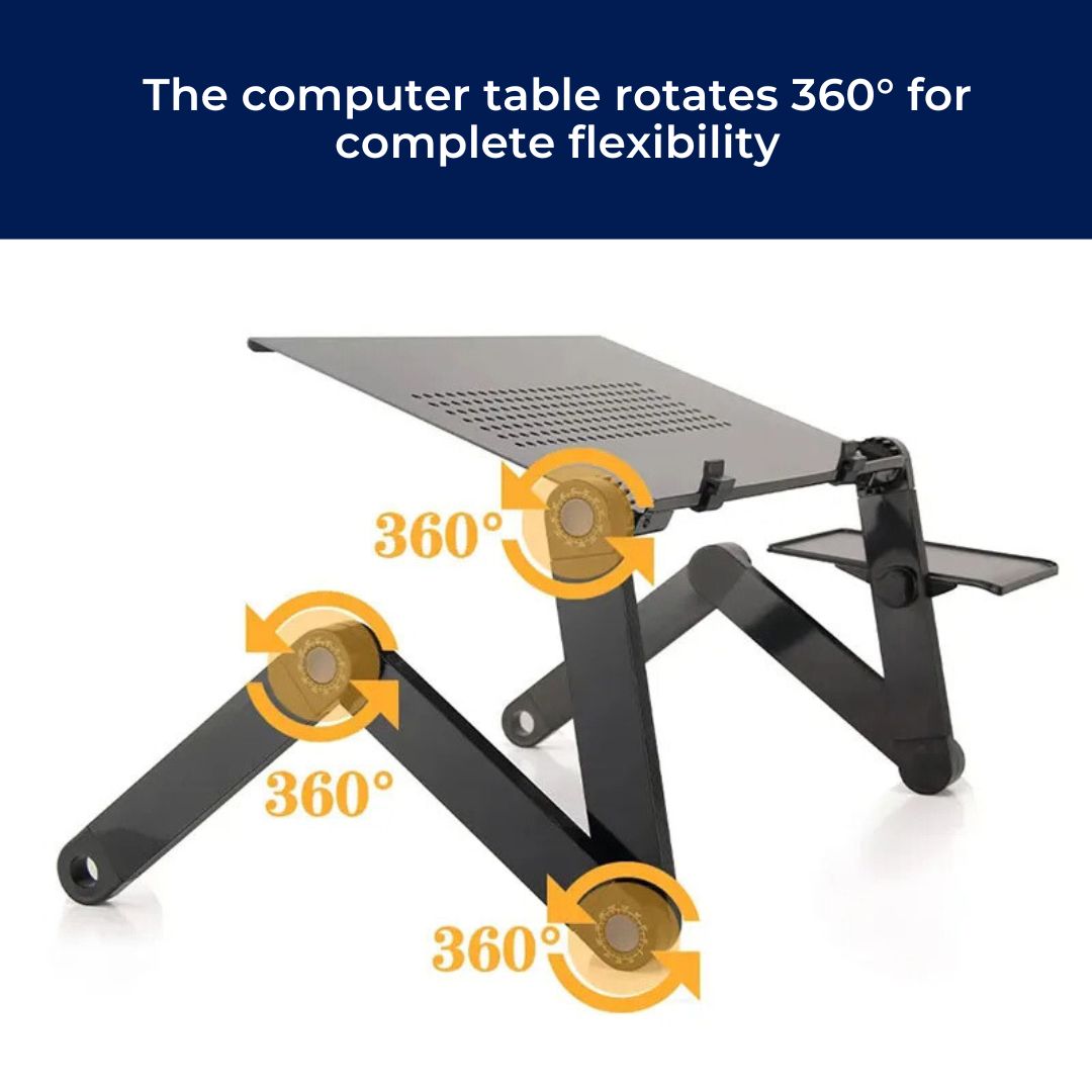 ErgoElevate Adjustable Laptop Stand | for Bed - Couch - Desk - Cooling Function for Comfort and Productivity