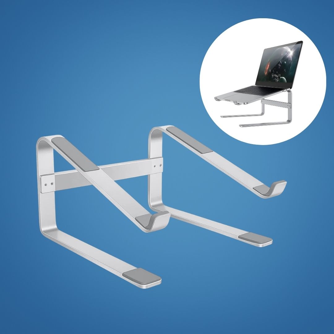 ErgoElevate | Aluminium Laptop Riser Stand – Ergonomic Posture Relief – Strong Lightweight Aluminium – Home Office Comfort