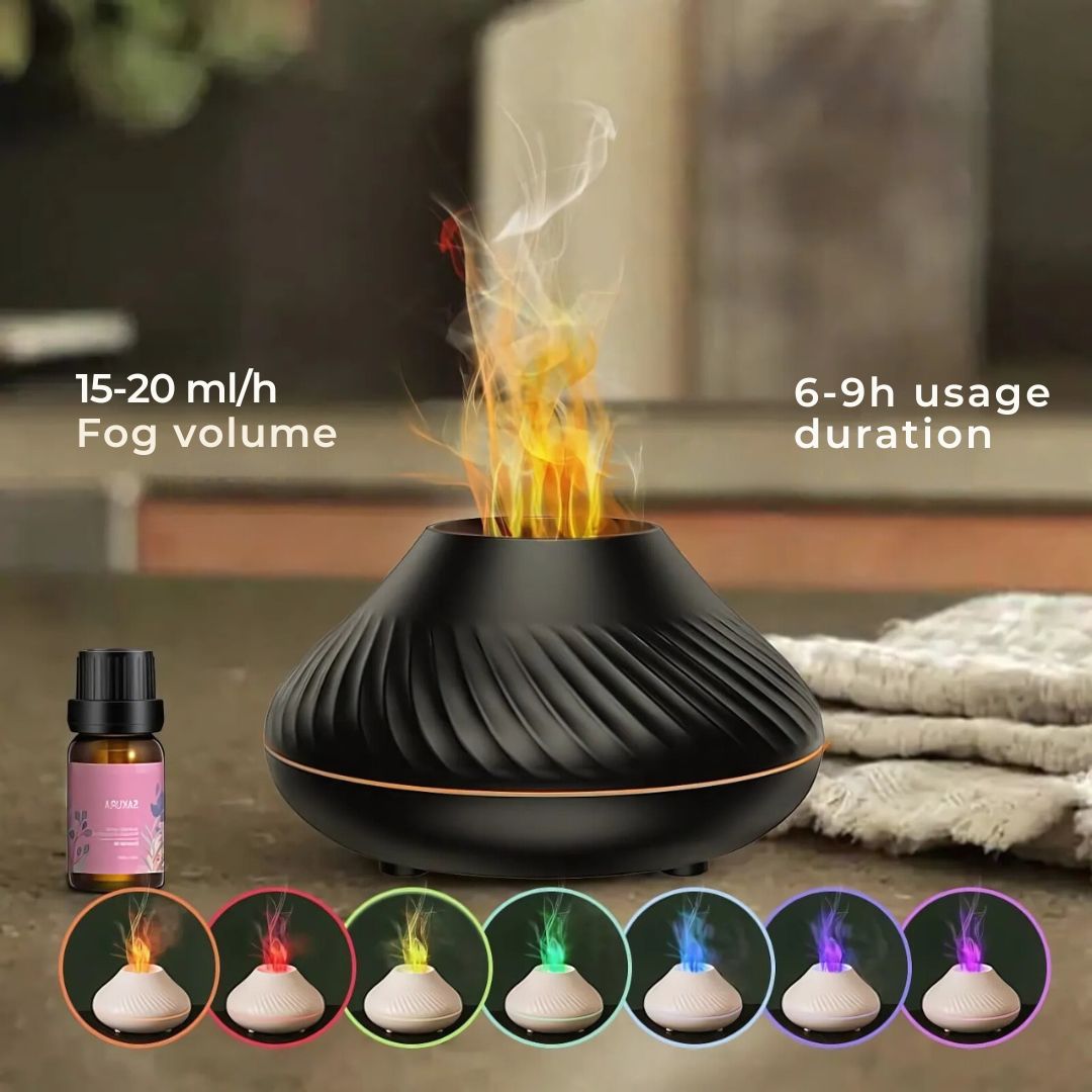 FlameGlow Air Humidifier Aromatherapy Diffuser | Adds Moisture - Relieves Dry Air - Helps to Relax - Quiet Diffuser for Home or Office