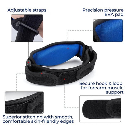 FlexSupport Adjustable Elbow Brace Support Pad | Elbow Pain Relief - Compression for Elbow Pain - Comfortable Elbow Brace