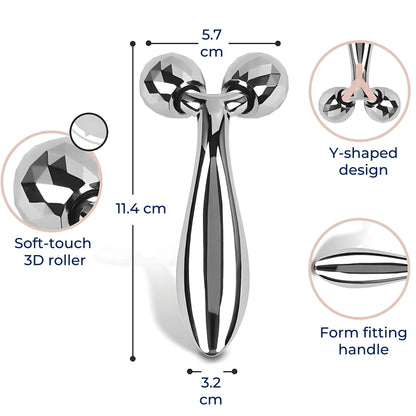 GlowRoller | Face Roller Massager – Depuffing & Lift – Metal Rolling Heads – Daily Spa Facial