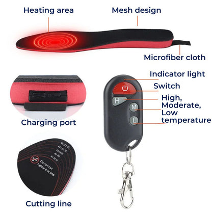 HeatFeet Heating Shoe Insole  | Heating Adjustable Inserts - Temperature Control - Cold Weather - Cold Feet