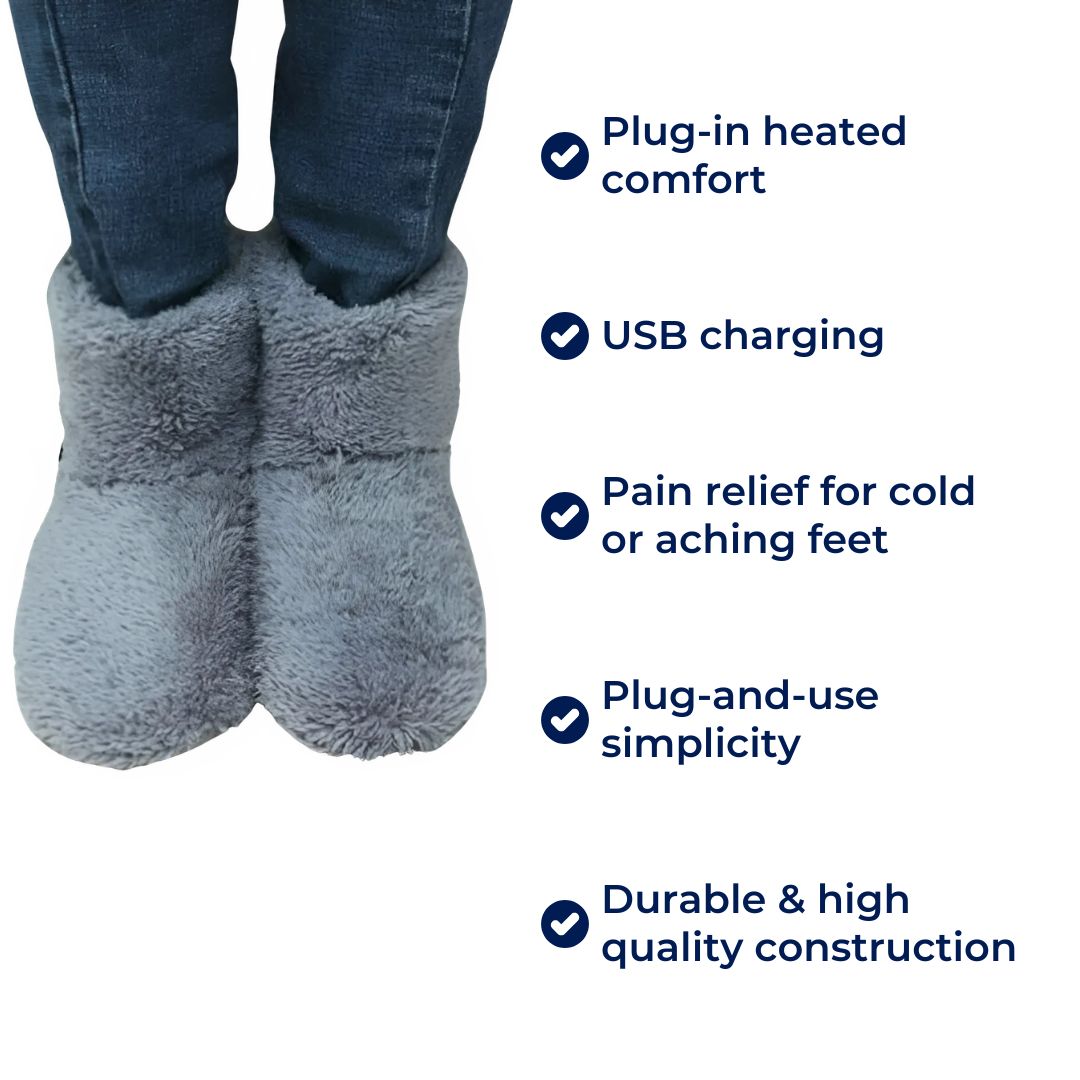 HeatComfort | Electric Heated Slippers – Soft Fleece – USB Charging – Soothes Cold Feet