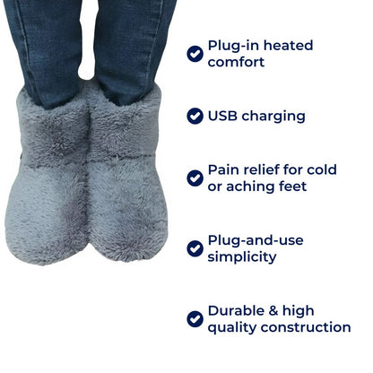 HeatComfort | Electric Heated Slippers – Soft Fleece – USB Charging – Soothes Cold Feet