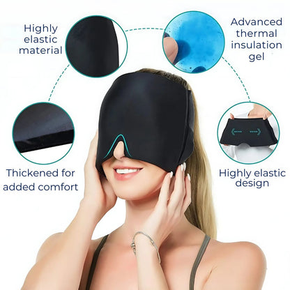 MigraSoothe Gel Hood Instant Headache and Migraine Relief | Cooling Comfort, Pressure Therapy & Light Blocking for Anytime Use