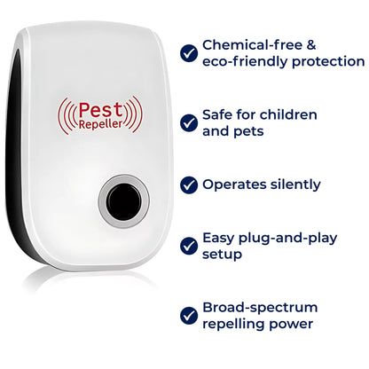 PestGuard | Ultrasonic Pest Repeller – Chemical-Free Protection – Silent Operation – Safe for Homes with Children and Pets