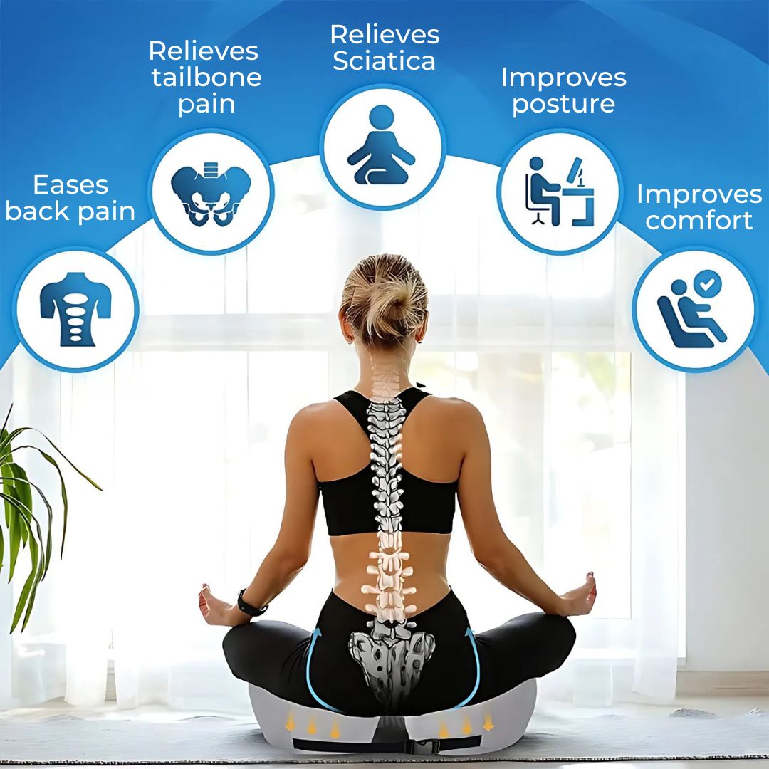 SitSmart Adjustable Memory Foam Sit Bone Relief | Seat Cushion for Tailbone Pressure Pain - Posture Support in Office Chairs