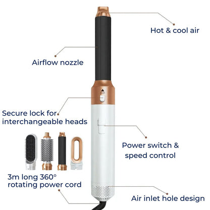 StyleWave 5 In 1 Airwrap Hair Styler | Drying - Curling - Smoothing | Versatile Heat Protection Tool for Salon-Quality Results