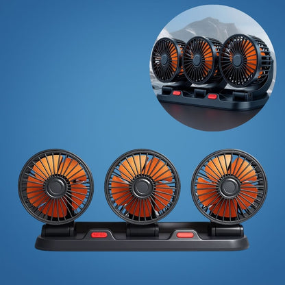 TriCool | USB Car Fan – Three-Head Rotating Cooling – Universal 5-12-24 V Dual Power – Quiet Compact Solution for Hot Car Journeys