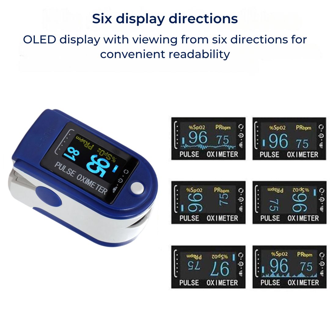VitalSense Fingertip Pulse Oximeter with OLED Display | for Blood Oxygen SpO2 - Pulse Rate Monitoring - Portable and Accurate Oximeter