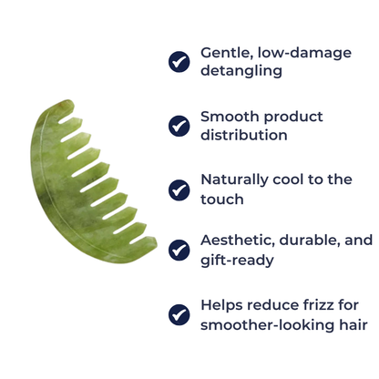 JadeEase | Wide Tooth Hair Comb – Anti-Static Detangling – Smooth Jade Surface – Curly Thick Hair & Frizz Control