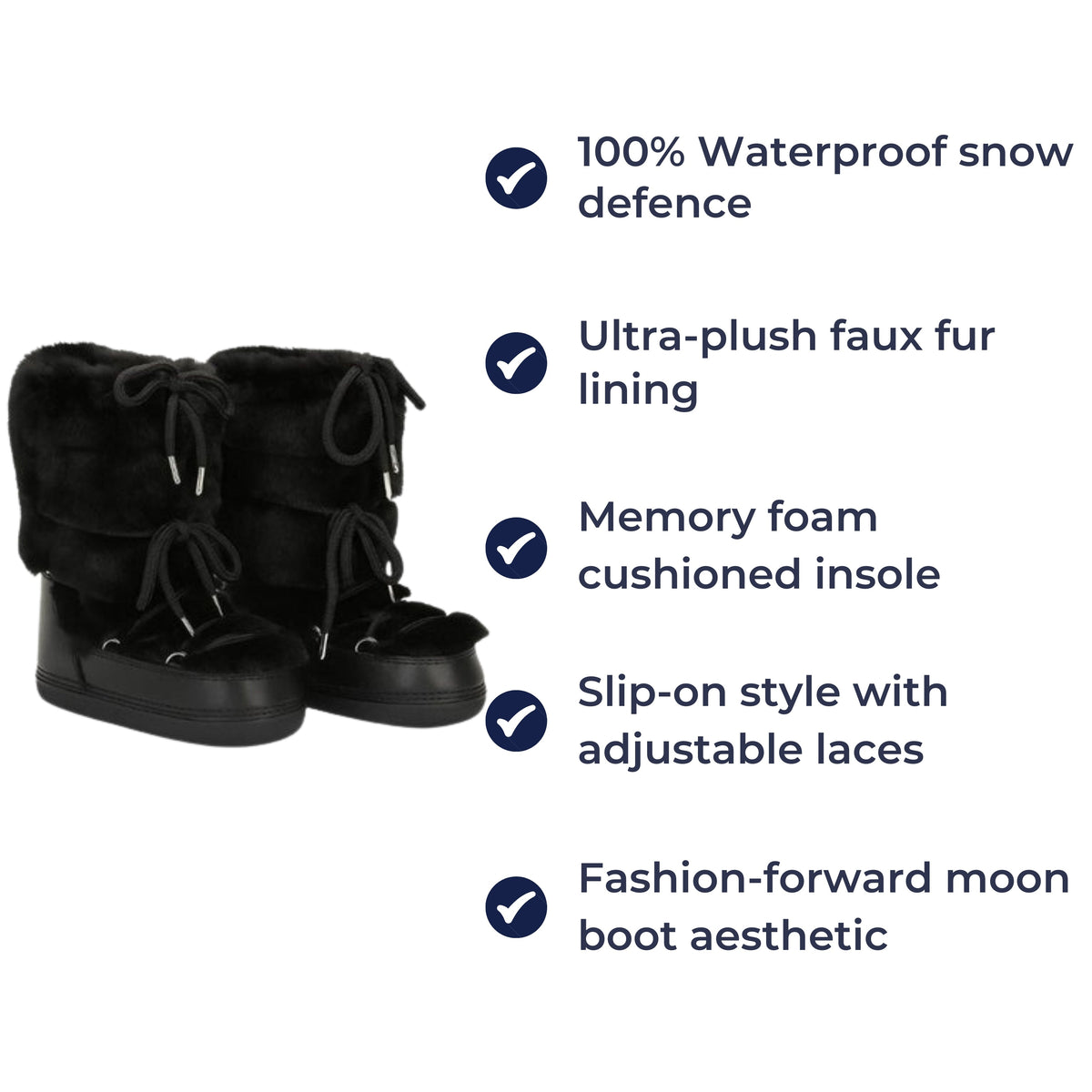 FrostStride | Women’s Moon Boots – Waterproof Snow Defence – Plush Faux Fur Lining – Warm Comfort – Non Slip Grip for Cosy Winter Walks