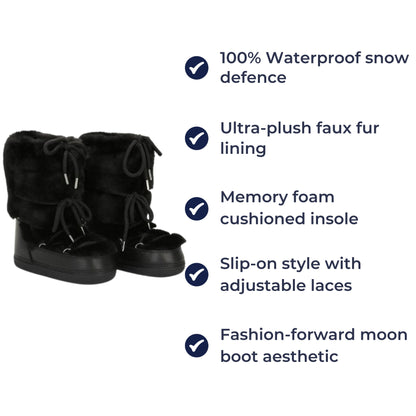 FrostStride | Women’s Moon Boots – Waterproof Snow Defence – Plush Faux Fur Lining – Warm Comfort – Non Slip Grip for Cosy Winter Walks