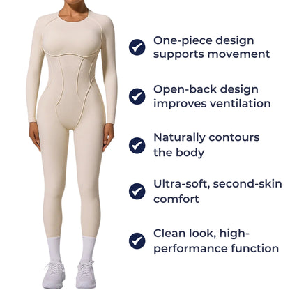 FitCurve | Women’s Fitness Bodysuit – Open Back Ventilation – Breathable Lightweight Fabric – Stay Cool, Move Freely, Train Harder