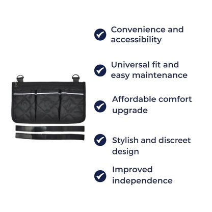 HandiKeep | Wheelchair Side Bag – Quick-Access Storage – Reflective Durable Fabric – Daily Independence