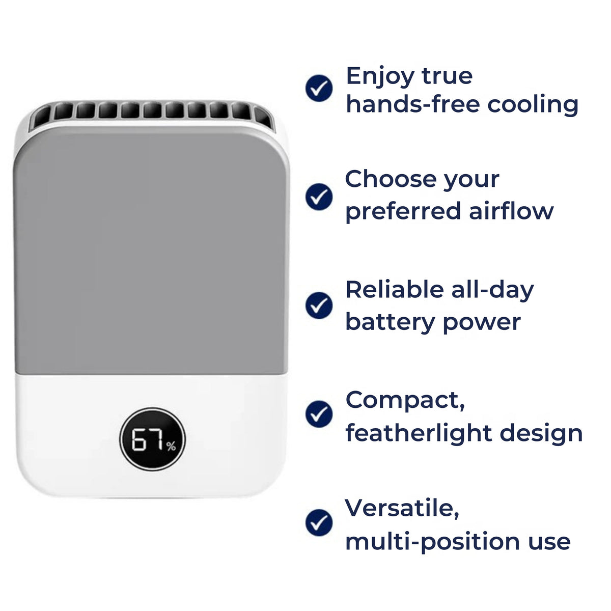 BreezeClip | Waist Clip Fan – 3-Speed Cooling – 2000 mAh Battery & Secure Waist Attachment – Hands-Free Relief for Outdoors, Work & Travel