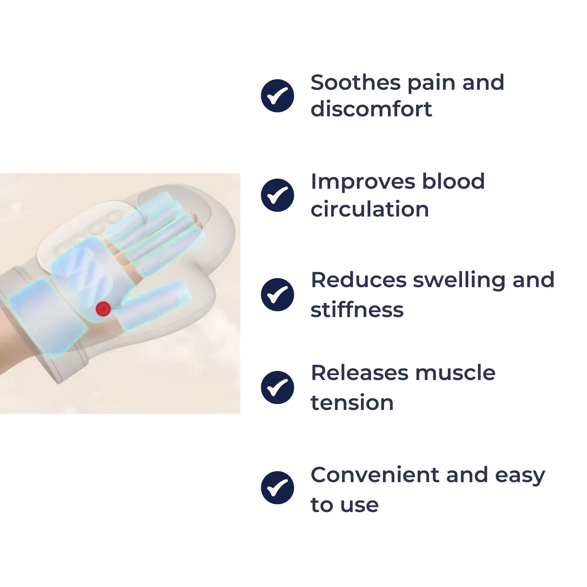 CalmPulse | Hand Compression Massager – Heat Relief Device – Cordless USB-Rechargeable – Ideal for Carpal Tunnel